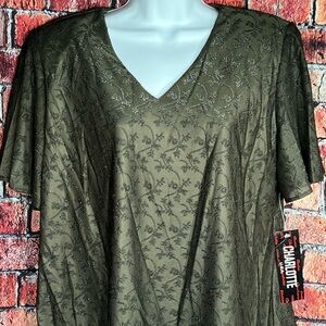 Charlotte USA Olive Green Floral Blouse